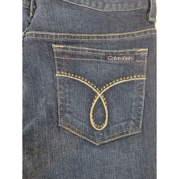 Calvin Klein Womens Mid-Rise Flared Fit‎ Dark Wash Denim Jeans Size 31/12 - Picture 4 of 6
